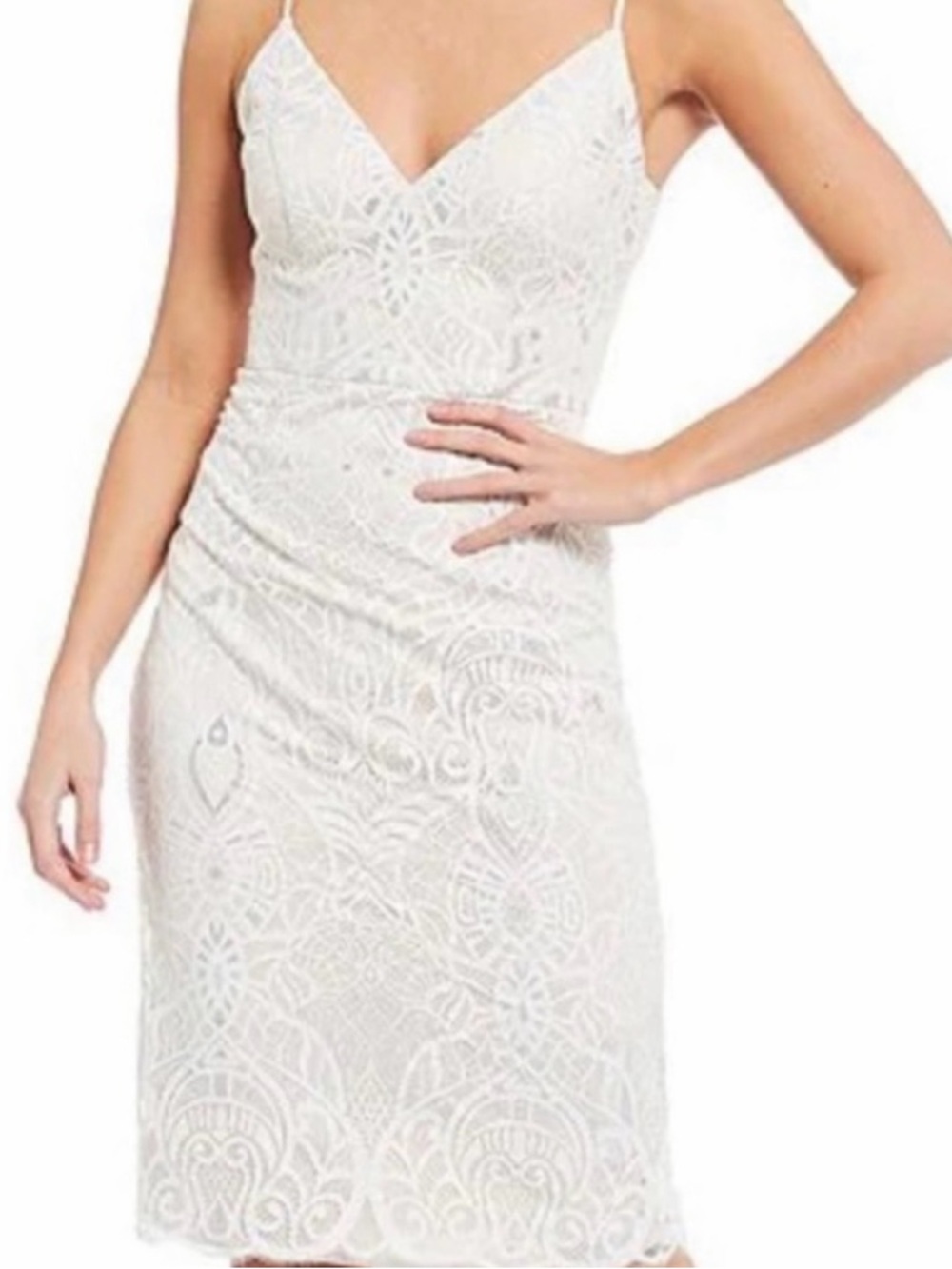 Vince Camuto White Lace Spaghetti Strap Sheath Dress - Picture 2 of 11